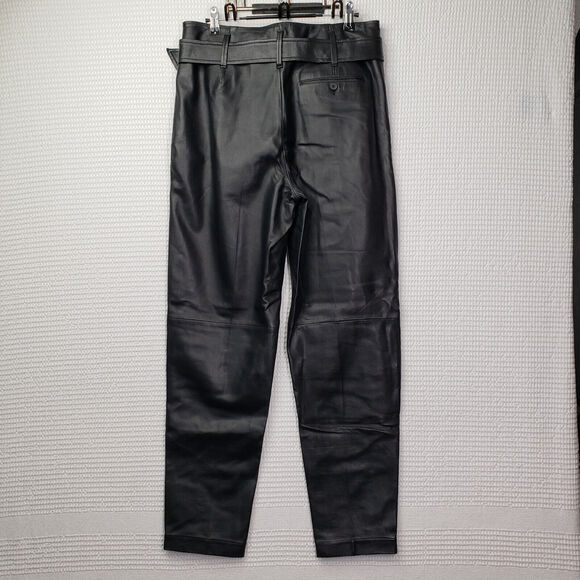 Polo Ralph Lauren Lambskin Leather Pants Womens 2 Black High Waisted Ankle Chic - Picture 3 of 16